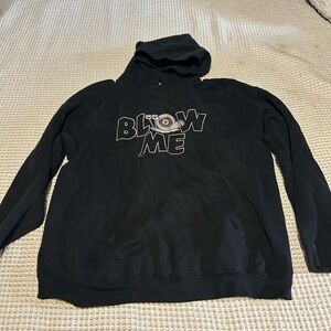 Black Graphic blow men hoodie with snail